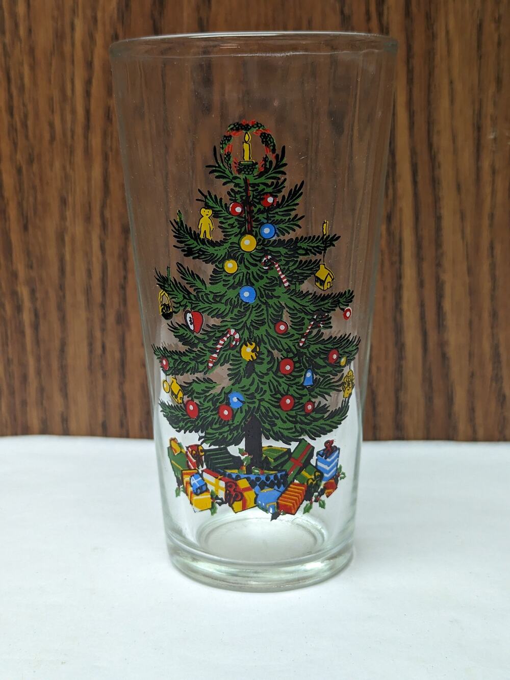 Vintage Carlton Christmas Tree Drinking Glass Replacement Cup Single Glassware